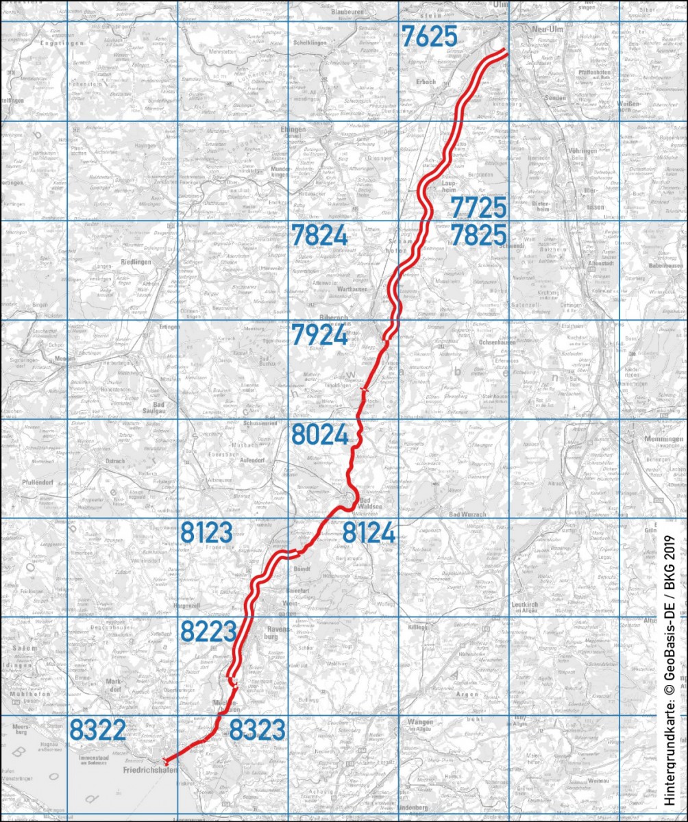 Lage der Bundesstraße 30 im TK25-Raster Lage der Bundesstraße 30 im TK25-Raster